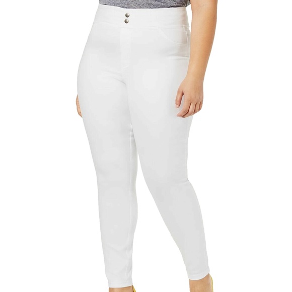 (NWT) HUE Classic White Double Button Smooth Denim Skimmer Leggings Size S - Picture 2 of 8